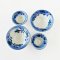 Ceramic Bowls Blue Orchid Flowers Hand-Painted Set