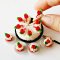 Handcrafted miniature rose cake and cupcake set in 1:12 scale, made of polymer clay. Perfect for dollhouse kitchens and party decor.