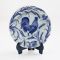 Blue Willow rooster design plates
