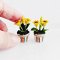 2 Set Handcrafted Miniature Sunflower Pots Dollhouse Decor