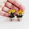 2 Set Handcrafted Miniature Sunflower Pots Dollhouse Decor