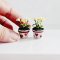 Handcrafted Miniature Daisy Heart Pots - Dollhouse Decor