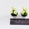 Handcrafted Miniature Daisy Checkered Pots - Dollhouse Decor