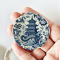 Miniature Blue and White Porcelain Plates Set with Asian Motifs