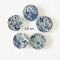 Miniature Blue and White Porcelain Plates Set with Asian Motifs