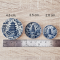 Miniature Blue and White Porcelain Plates Set - 3 Sizes - Asian Motifs