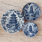 Miniature Blue and White Porcelain Plates Set - 3 Sizes - Asian Motifs