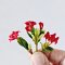 Handcrafted Miniature Mixed 80 Pcs Floral Bouquet with Red Accents