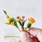 100 Pcs Handcrafted Miniature Orange Floral Bouquet Collection