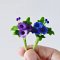 20 Pcs Handcrafted Miniature Blue & Purple Floral Bouquet Collection