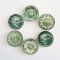 Handcrafted Miniature Ceramic Plates with Green Scenic Designs