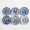 Handcrafted Miniature Blue and White Ceramic Plates Set