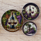 Handcrafted Miniature Vineyard-Themed Ceramic Plate Set