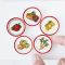 Set of 5 Miniature White Plates with Vegetable Designs 30mm