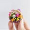 Handcrafted Miniature Flower Basket with Multicolor Tulips