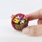 Handcrafted Miniature Flower Basket with Multicolor Tulips