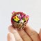 Handcrafted Miniature Flower Basket with Multicolor Tulips