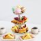 Handcrafted Miniature Afternoon Tea Set with Macarons and Sandwiches