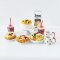 Miniature Dessert Set with Cake, Pastries, and Drinks