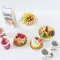 Miniature Dessert Set with Cake, Pastries, and Drinks