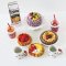 Miniature Dessert Set with Cake, Pastries, and Drinks