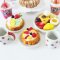 Miniature Dessert Set with Cake, Pastries, and Drinks