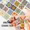 Ceramic Tile Set with Orange and Blue Floral Patterns – 22 Pieces