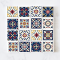 Miniature Ceramic Tile Set with Red and Blue Patterns – 16 Pieces