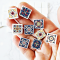 Miniature Ceramic Tile Set with Red and Blue Patterns – 16 Pieces