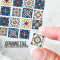 Miniature Ceramic Tile Set with Red and Blue Patterns – 16 Pieces