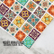 Ceramic Tile Set with Aqua and Orange Patterns – 16 Pieces