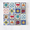 Ceramic Tile Set with Heart and Floral Patterns – 16 Pieces