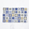 Mixed set of 20 miniature ceramic tiles featuring blue, yellow, and black patterns. Perfect for 1:12 scale dollhouse decor and artistic designs.