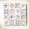 Ceramic Tile Set with Neutral and Blue Patterns – 16 Pieces