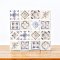 Ceramic Tile Set with Neutral and Blue Patterns – 16 Pieces