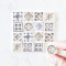 Ceramic Tile Set with Neutral and Blue Patterns – 16 Pieces