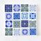 Set of 16 miniature ceramic tiles featuring intricate blue and green patterns. Perfect for 1:12 scale dollhouse decor.