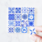 Set of 16 miniature ceramic tiles featuring intricate blue floral and bird patterns. Perfect for 1:12 scale dollhouse decor.