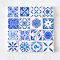 Ceramic Tile Set with Blue Floral and Bird Patterns – 16 Pieces