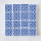 Ceramic Tile Set with Blue Geometric Floral Pattern – 16 Pieces