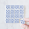 Ceramic Tile Set with Blue Geometric Floral Pattern – 16 Pieces