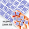 Ceramic Tile Set with Blue Geometric Floral Pattern – 16 Pieces