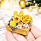 Miniature bread and donuts set in a wooden crate for dollhouse bakery or kitchen display.