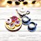 Miniature floral tea set with teapot, cups, and donuts for 1:12 scale dollhouse decor.