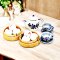 Miniature dim sum set with floral teapot and cups for 1:12 scale dollhouse decor.