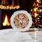 Handcrafted Christmas-themed miniature plate with intricate reindeer design, perfect for dollhouse holiday decor.