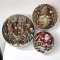 Christmas miniature plate set featuring Santa, a cozy village, and a festive gnome design. Ideal for holiday decor in dollhouses or seasonal collections.