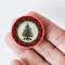 Miniature Christmas tree plates with plaid designs, set of 5, perfect for dollhouse holiday displays or festive miniature decor.