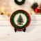 Miniature Christmas tree plates with plaid designs, set of 5, perfect for dollhouse holiday displays or festive miniature decor.