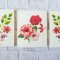 3 Pcs Water Color Flower Picture on Wood